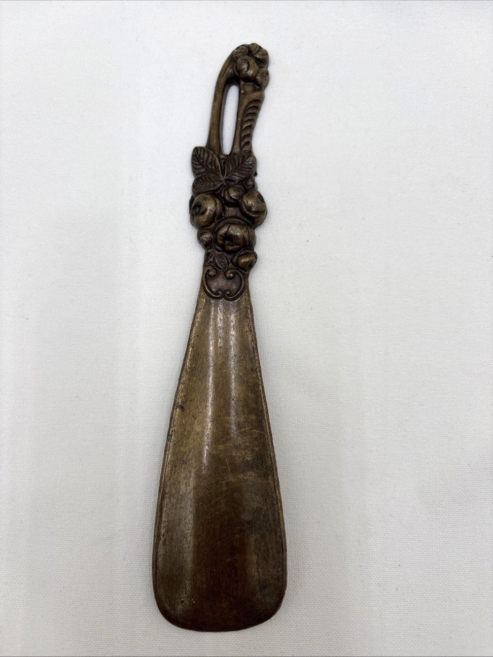 Vintage Brass Fruit And Leaves Shoehorn - Italy